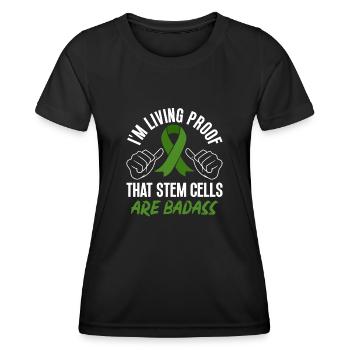 Greffe de cellules souches Donneur de cellules souches Cellule souche - T-shirt sport Femme - noir - Devant - AI Model Female 172 light (172cm)