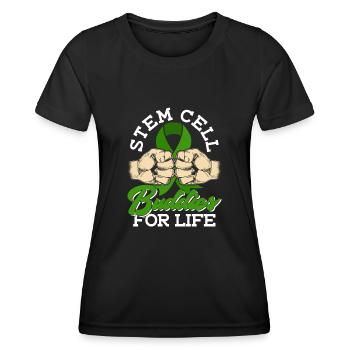 Greffe de cellules souches Donneur de cellules souches Cellule souche - T-shirt sport Femme - noir - Devant - AI Model Female 172 light (172cm)