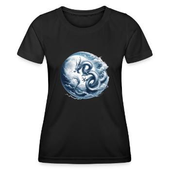 Drachenmond Chinesisches Drachen-Tierkreiszeichen - Frauen Funktions-T-Shirt - Schwarz - Vorne - AI Model Female 172 light (172cm)
