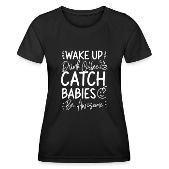 LD Infirmière du travail et de l’accouchement - T-shirt sport Femme - noir - Devant - AI Model Female 172 light (172cm)