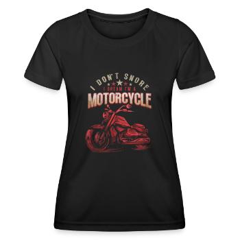 Je ne ronfle pas, je rêve d’être un motard à moto - T-shirt sport Femme - noir - Devant - AI Model Female 172 light (172cm)