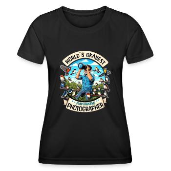 Le meilleur photographe d’observation d’oiseaux au monde - T-shirt sport Femme - noir - Devant - AI Model Female 172 light (172cm)