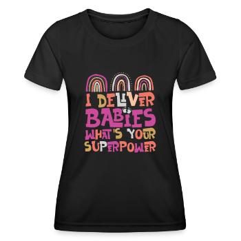 Infirmière spécialisée dans le travail et l’accouchement - T-shirt sport Femme - noir - Devant - AI Model Female 172 light (172cm)