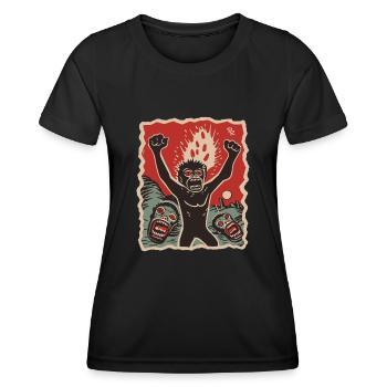 Prähistorische Primaten und Armageddon - Frauen Funktions-T-Shirt - Schwarz - Vorne - AI Model Female 172 light (172cm)