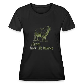 Shear Work Life Balance – Sheep Shepherd - Women's Functional T-Shirt - black - Front - AI Model Female 172 light (172cm)