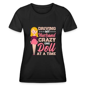 Poupée de collection Poupée en porcelaine Antique - T-shirt sport Femme - noir - Devant - AI Model Female 172 light (172cm)