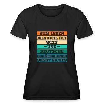 Wein Hund Deutscher Schäferhund - Frauen Funktions-T-Shirt - Schwarz - Vorne - AI Model Female 172 light (172cm)