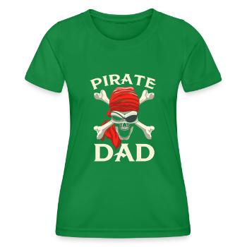 pirate dad skull crossbones - Women's Functional T-Shirt - kelly green - Front - AI Model Female 172 dark (172cm)