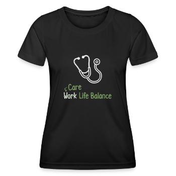 Équilibre entre vie professionnelle et vie privée en soins infirmiers - infirmière médecin - T-shirt sport Femme - noir - Devant - AI Model Female 172 light (172cm)