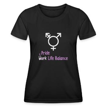 Équilibre entre vie professionnelle et vie privée – Transgenre Lqbt - T-shirt sport Femme - noir - Devant - AI Model Female 172 light (172cm)