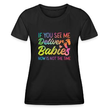 Infirmière spécialisée dans le travail et l’accouchement - T-shirt sport Femme - noir - Devant - AI Model Female 172 light (172cm)