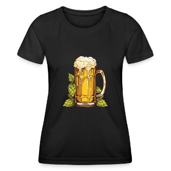 Beer glass, hops, malt, beer - Women's Functional T-Shirt - black - Front - AI Model Female 172 light (172cm)