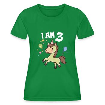 J'ai 3 ans Chevaux Cheval 3ème anniversaire - T-shirt sport Femme - vert - Devant - AI Model Female 172 dark (172cm)