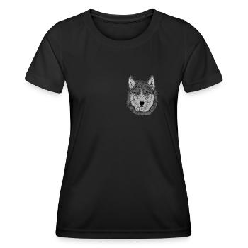 Tête de loup Animal Motif imprimé avec loup - T-shirt sport Femme - noir - Devant - AI Model Female 172 light (172cm)