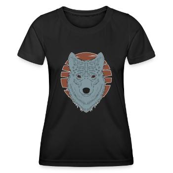 Imprimé motif animalier tête de loup avec loup - T-shirt sport Femme - noir - Devant - AI Model Female 172 light (172cm)