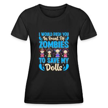 Poupée de collection Poupée en porcelaine Antique - T-shirt sport Femme - noir - Devant - AI Model Female 172 light (172cm)