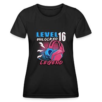 Level 16 Unlocked - Women's Functional T-Shirt - black - Front - AI Model Female 172 light (172cm)
