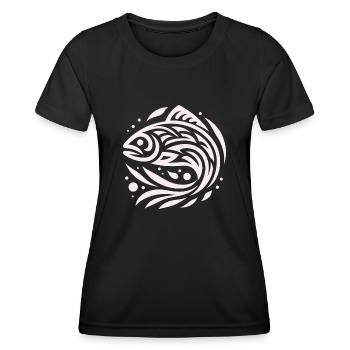 Lachs Indianer-Tierkreis - Frauen Funktions-T-Shirt - Schwarz - Vorne - AI Model Female 172 light (172cm)