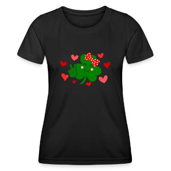 Accessoires de la Saint-Patrick Irlande Shamrock décoration - T-shirt sport Femme - noir - Devant - AI Model Female 172 light (172cm)