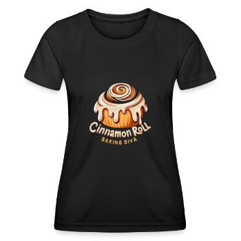 Boulanger brioche à la cannelle - T-shirt sport Femme - noir - Devant - AI Model Female 172 light (172cm)