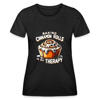 Boulanger brioche à la cannelle - T-shirt sport Femme - noir - Devant - AI Model Female 172 light (172cm)