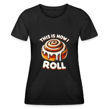 Boulanger brioche à la cannelle - T-shirt sport Femme - noir - Devant - AI Model Female 172 light (172cm)