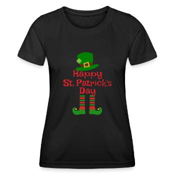 Accessoires de la Saint-Patrick Irlande Shamrock décoration - T-shirt sport Femme - noir - Devant - AI Model Female 172 light (172cm)