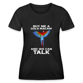 Blau-gold-ara Ornithologe Enthusiast Geschenk - Frauen Funktions-T-Shirt - Schwarz - Vorne - AI Model Female 172 light (172cm)