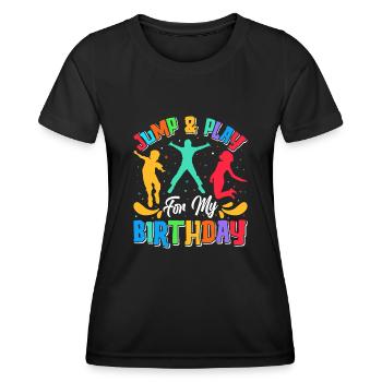 Fête d’anniversaire trampoline - T-shirt sport Femme - noir - Devant - AI Model Female 172 light (172cm)