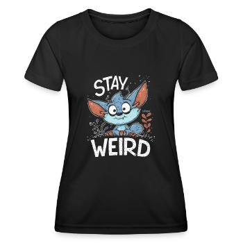 Petit lutin mignon : restez bizarre - T-shirt sport Femme - noir - Devant - AI Model Female 172 light (172cm)