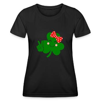 Accessoires de la Saint-Patrick Irlande Shamrock décoration - T-shirt sport Femme - noir - Devant - AI Model Female 172 light (172cm)