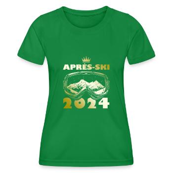 Après Ski 2024 Ski Holidays - Women's Functional T-Shirt - kelly green - Front - AI Model Female 172 dark (172cm)