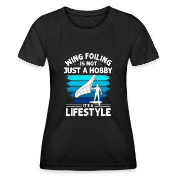 Wingsurfing Foil Wing Wing Boarding Wing Foiling - Frauen Funktions-T-Shirt - Schwarz - Vorne - AI Model Female 172 light (172cm)