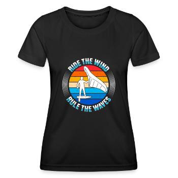 Wingsurfing Foil Wing Wing Boarding Wing Foiling - T-shirt sport Femme - noir - Devant - AI Model Female 172 light (172cm)