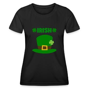 Accessoires de la Saint-Patrick Irlande Shamrock décoration - T-shirt sport Femme - noir - Devant - AI Model Female 172 light (172cm)