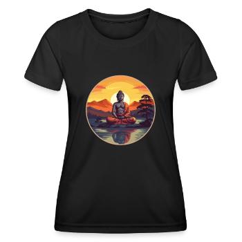 Buddhismus Yoga Buddhist Zen Meditation Buddha - Frauen Funktions-T-Shirt - Schwarz - Vorne - AI Model Female 172 light (172cm)