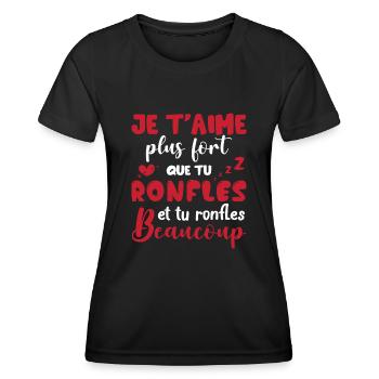 Cadeau Saint Valentin Homme Femme Humoristique - T-shirt sport Femme - noir - Devant - AI Model Female 172 light (172cm)