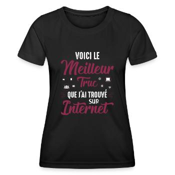 Cadeau Saint Valentin Homme Femme Humoristique - T-shirt sport Femme - noir - Devant - AI Model Female 172 light (172cm)