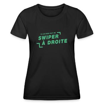 Cadeau Saint Valentin Homme Femme Humoristique - T-shirt sport Femme - noir - Devant - AI Model Female 172 light (172cm)