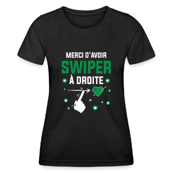 Cadeau Saint Valentin Homme Femme Humoristique - T-shirt sport Femme - noir - Devant - AI Model Female 172 light (172cm)