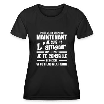 Cadeau Saint Valentin Homme Femme Humoristique - T-shirt sport Femme - noir - Devant - AI Model Female 172 light (172cm)