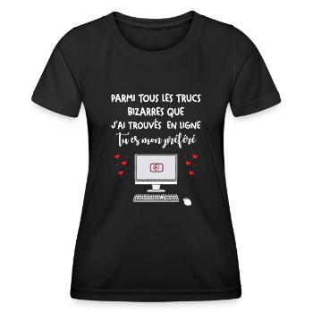Cadeau Saint Valentin Homme Femme Humoristique - T-shirt sport Femme - noir - Devant - AI Model Female 172 light (172cm)