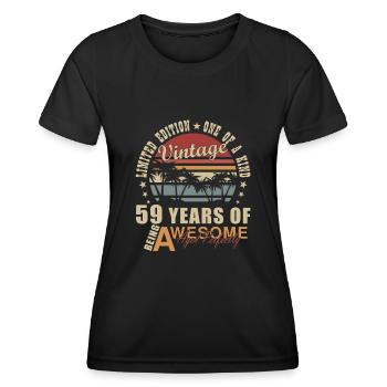 59e anniversaire - cadeau 59 ans - T-shirt sport Femme - noir - Devant - AI Model Female 172 light (172cm)