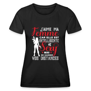 Cadeau Saint Valentin Homme Femme Humoristique - T-shirt sport Femme - noir - Devant - AI Model Female 172 light (172cm)