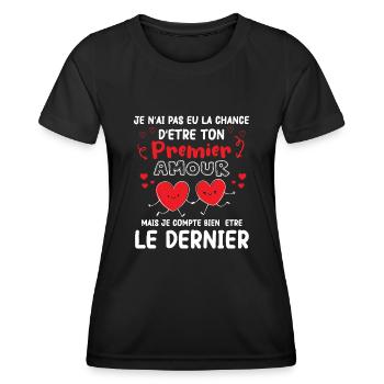 Cadeau Saint Valentin Homme Femme Humoristique - T-shirt sport Femme - noir - Devant - AI Model Female 172 light (172cm)