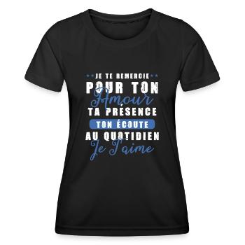 Cadeau Saint Valentin Homme Femme Humoristique - T-shirt sport Femme - noir - Devant - AI Model Female 172 light (172cm)