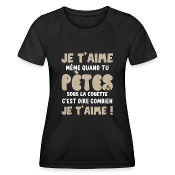 Cadeau Saint Valentin Homme Femme Humoristique - T-shirt sport Femme - noir - Devant - AI Model Female 172 light (172cm)