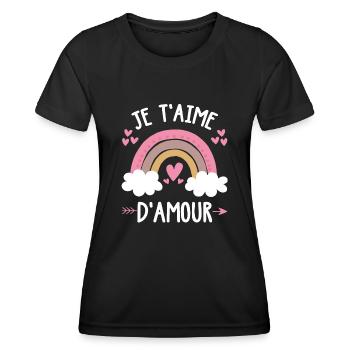 Cadeau Saint Valentin Homme Femme Humoristique - T-shirt sport Femme - noir - Devant - AI Model Female 172 light (172cm)