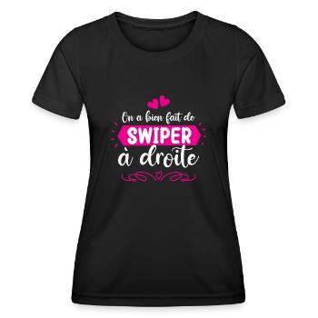 Cadeau St Valentin Femme Copine Appli - T-shirt sport Femme - noir - Devant - AI Model Female 172 light (172cm)