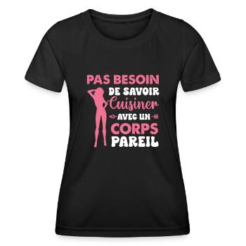 Cadeau St Valentin Femme Copine Sexy - T-shirt sport Femme - noir - Devant - AI Model Female 172 light (172cm)